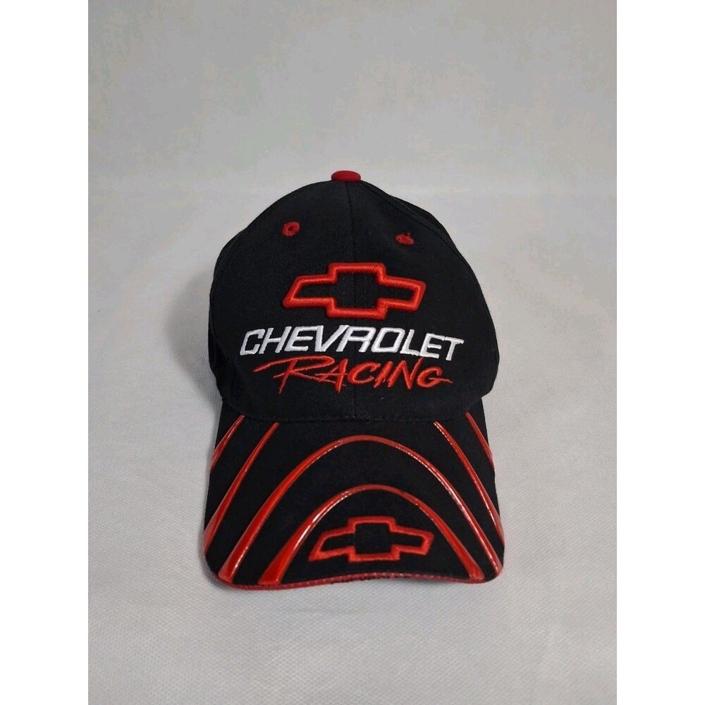 Chevrolet Racing NASCAR Strapback Hat Black Red Embroidered Cotton Twill Trucker